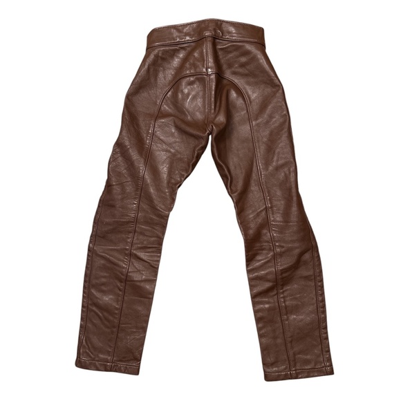 Vintage Bates of California Brown Leather Satin Lined Straight Pants Womens 28 - Picture 2 of 15